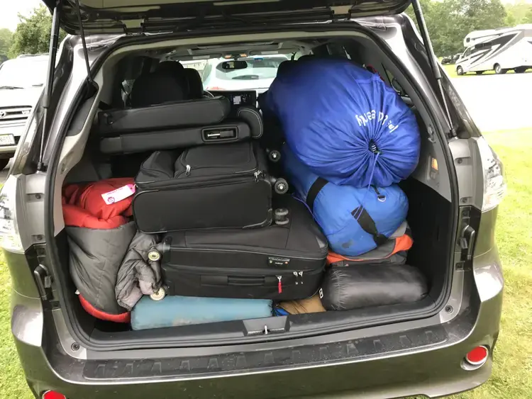 a car with luggage in the trunk
Wheelbarrow Fit in a Car
