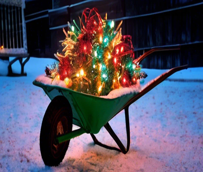 Wheelbarrow For Christmas
a wheelbarrow full of christmas lights