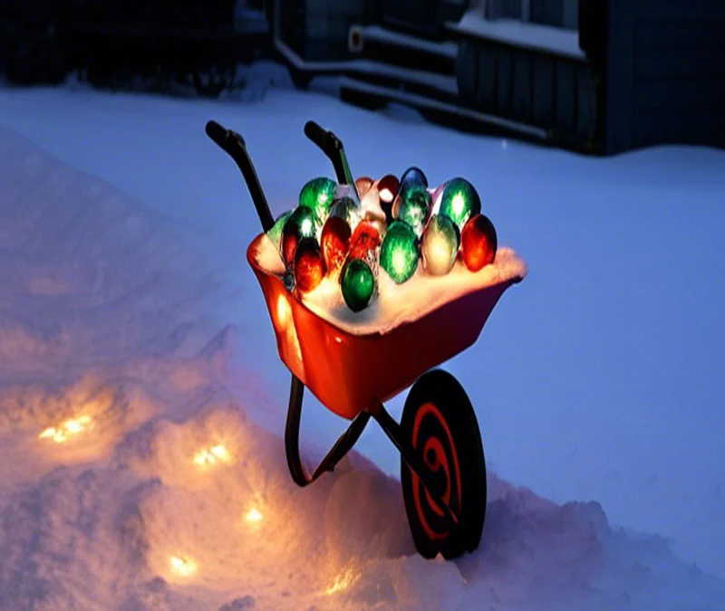 Wheelbarrow For Christmas
a wheelbarrow full of christmas lights
