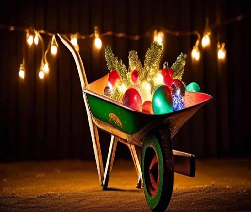 Wheelbarrow For Christmas
a wheelbarrow full of christmas lights
