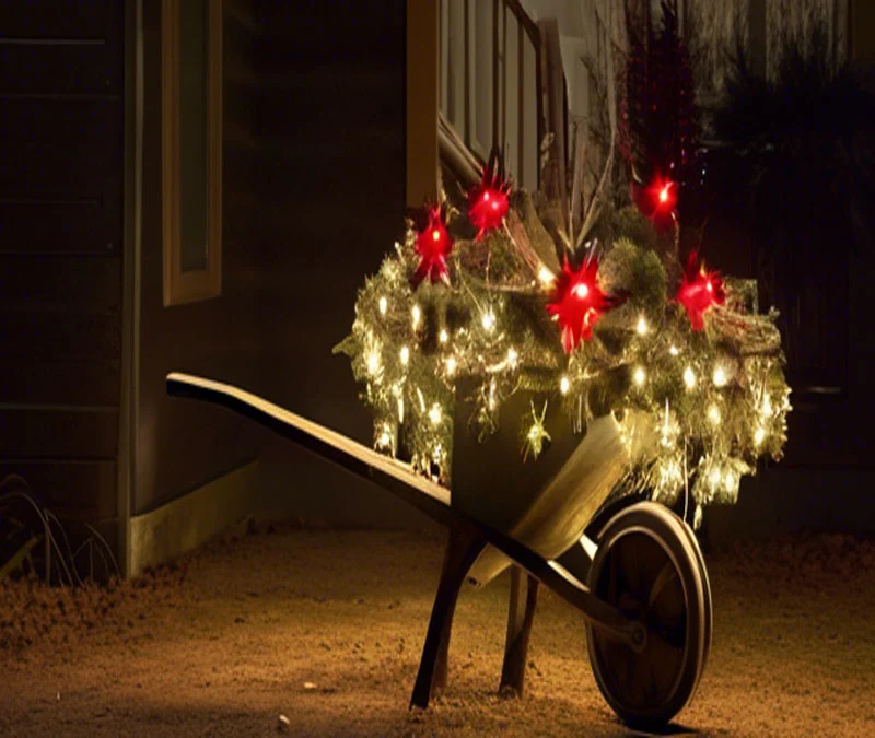Wheelbarrow For Christmas
a wheelbarrow full of christmas lights
